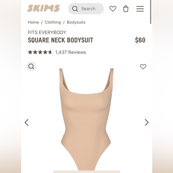 SKIMS Fits Everybody Square Neck Bodysuit - Picture 2 of 8